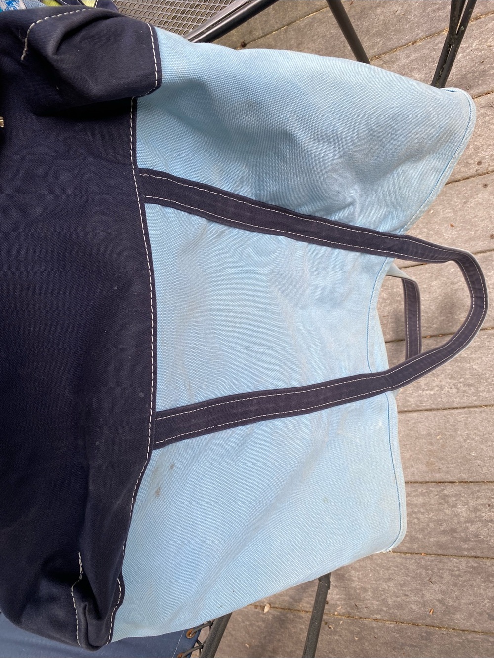L.L.Bean BOAT AND TOTE Extra Large 0AVH3 Dark Blue Light Blue Red Pocket - Picture 13 of 17